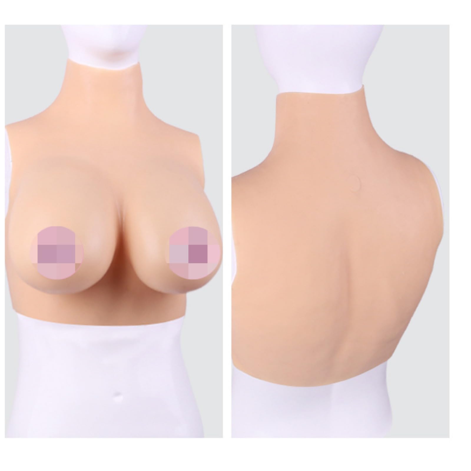 Pettorale in silicone per travestimento - Seno finto realistico con texture naturale della pelle, modellante in silicone elastico - compatibile con Gaff - Drag & Cosplay Ready