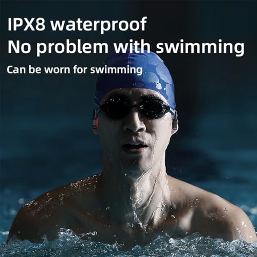 Image of AYI True Bone Conduction Swimming Headphones with Bluetooth 5.4 & MP3 Player Mode 32GB Built-in Memory IPX8 Waterproof Screen Display Pain-Free Open-Ear Earphone for Sport and Work-X10 White