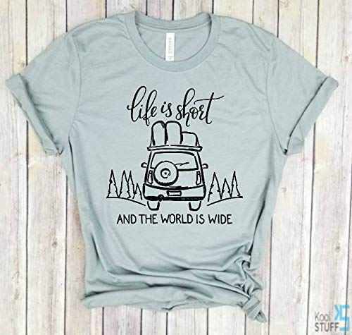 Vista 4 de Life is Short and the World is Wide - Camping Shirt, Adventure Awaits, Adventure Shirt, The Mountains are Calling, Travel Shirt, The Beach is
