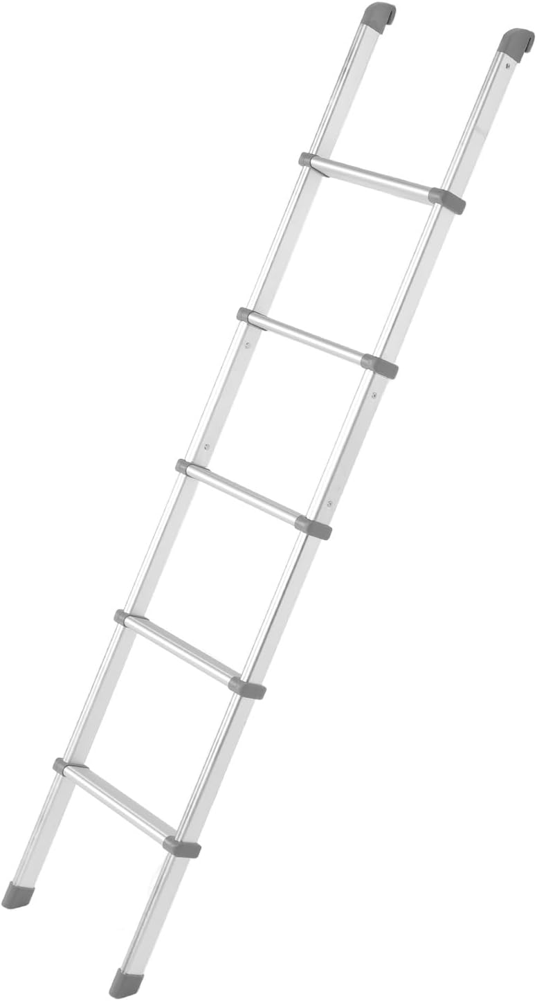 59.84inch RV Bunk Ladder, Aluminum Alloy RV Bunk Bed Ladder with 5 Anti Slip Steps, Removable Ladder with Safety Handrail for Motorhome Caravan Travel Trailer Bed Ladder