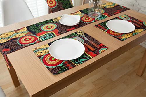 Chemin de table de Noël rouge pour décoration de table longue de réveillon - 5