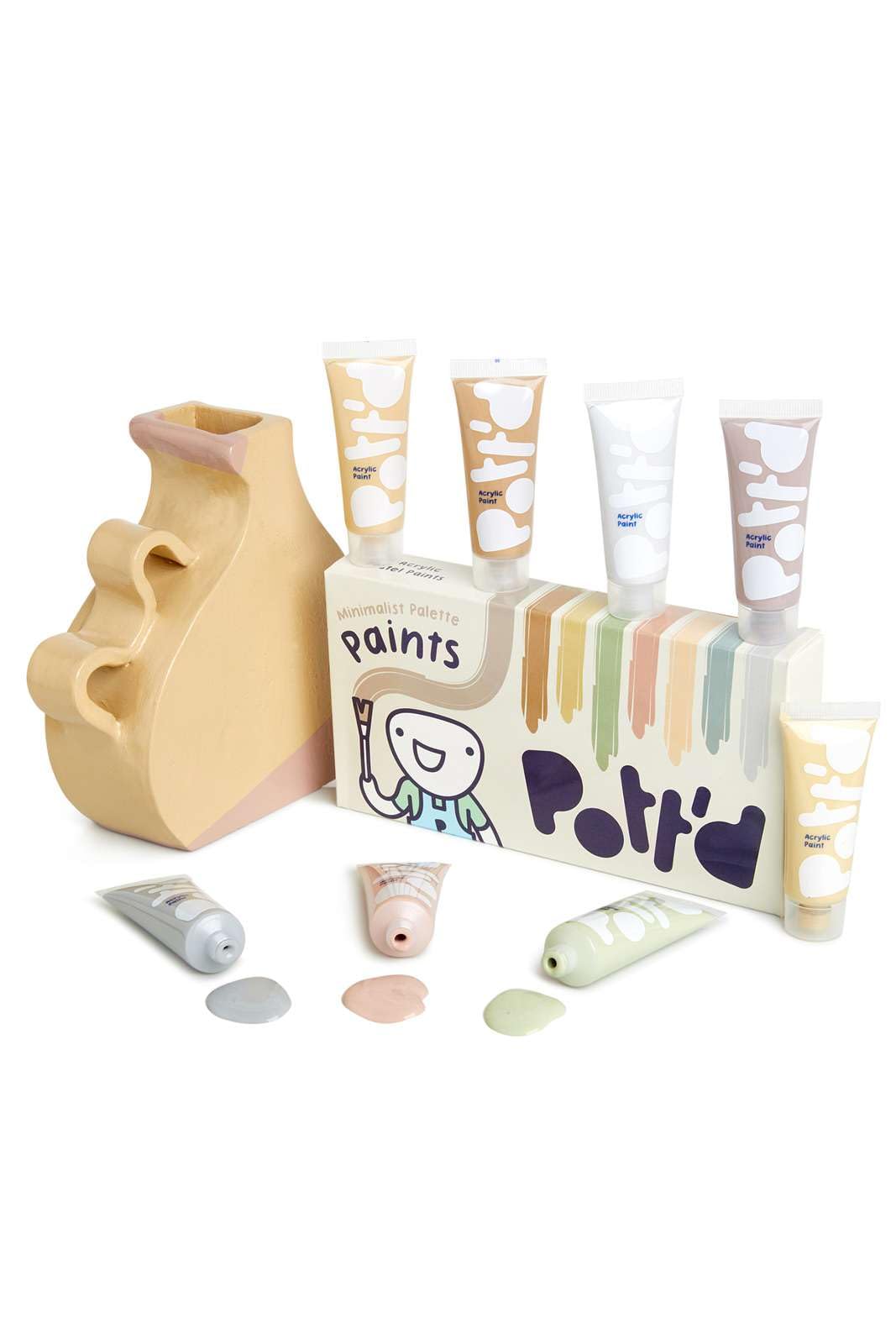Pott'd Minimalist Paints Premium Acrylic Pottery Paints For Adults, Paint Set, Pottery Painting Kit For Air-Dry Clay –