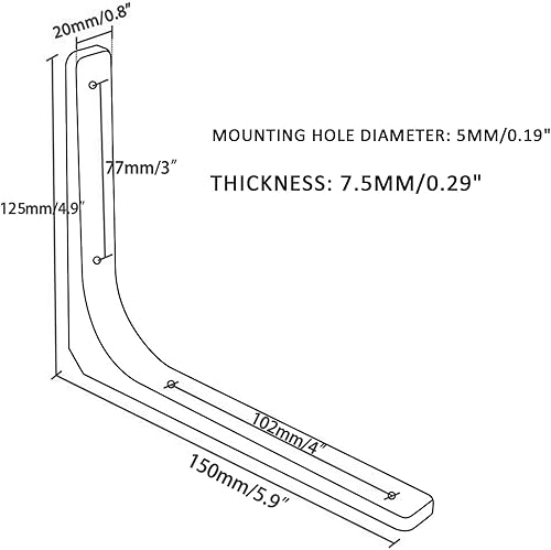 Catekro 4 soportes de estante blancos de 6 pulgadas de alta calidad en ángulo recto para estante, soporte de esquina de pared con tornillos (blanco)