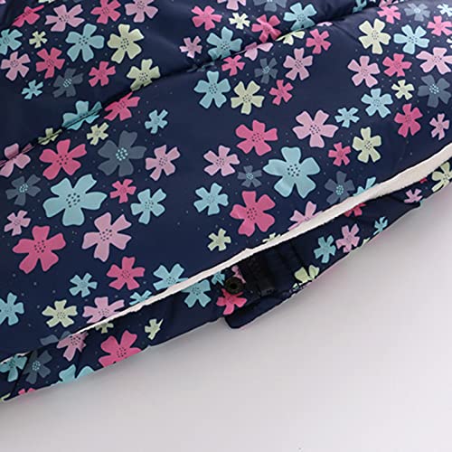 Kids Girls Boys Light Puffer Floral Print Hoodie Zip Up Fleece Fall Winter Jacket Puffer Jacket Hooded (A, 4-5 Years)3