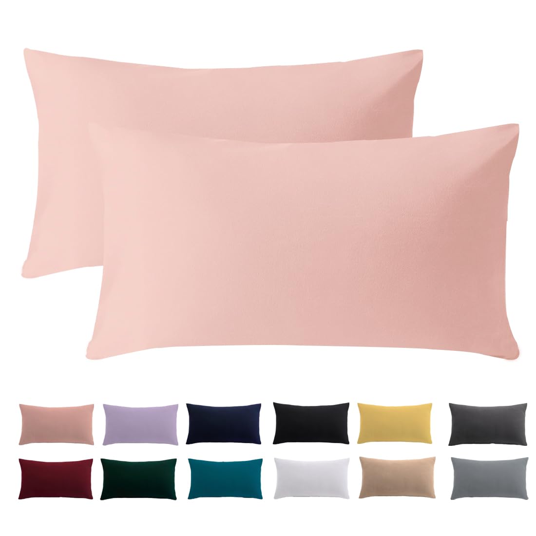 Cushion Cover 50 x 70 cm, Set of 2 - Pillowcase 50 x 70 cm, Light Pink for Pillows, 100% Microfibre Cushion Cover, Non-Iron and Wrinkle-Free with Zip