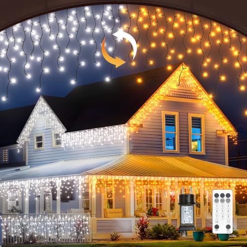 Lichterkette Außen 20M+5M 800 LED Lichterkette Eisregen Außen Lichterkette Weihnachtsbaum Innen Weihnachtsdeko Lichtervorhang Aussen kaltweiß...