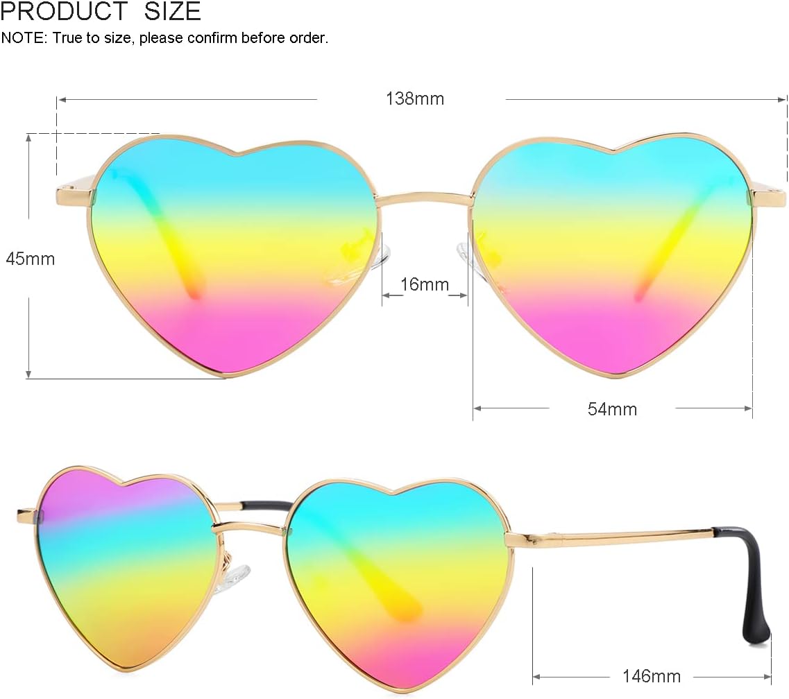 Polarized Heart Shaped Sunglasses for Women Metal Frame Cute Lovely Glasses 100% UV Protection - Image 6