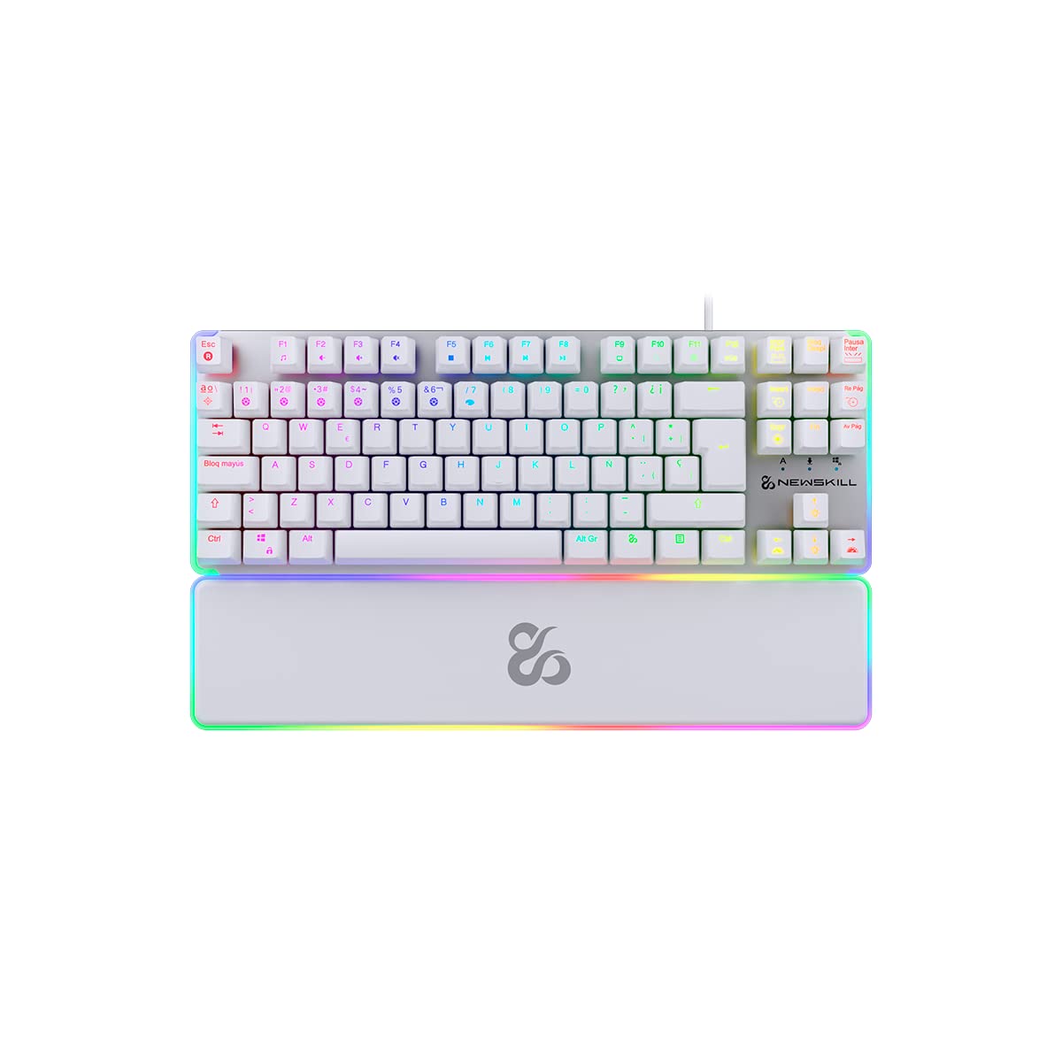 NEWSKILL Gungnyr TKL Pro Teclado Gaming optomecánico RGB tenkeyless Gateron Red hotswap Blanco