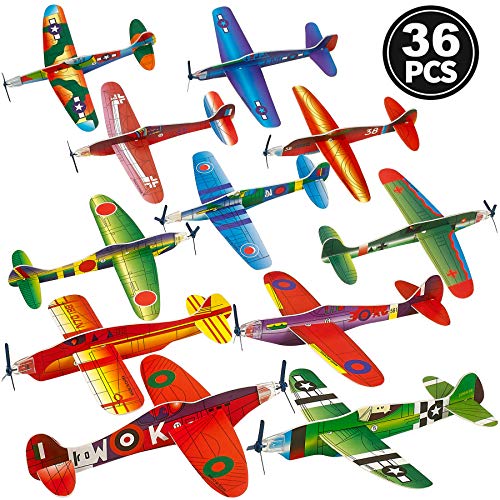 Bulk Glider Planes, (Pack of 36) 8 Inch Foam Flying Glider Plane, In