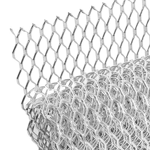Image of AggAuto Universal 40 inchx13 inch Car Grill Mesh - Aluminum Alloy Automotive Grille Insert Bumper Hexagon Hole 11x25mm, One of the Most Multifunctional Shape Grids Silver