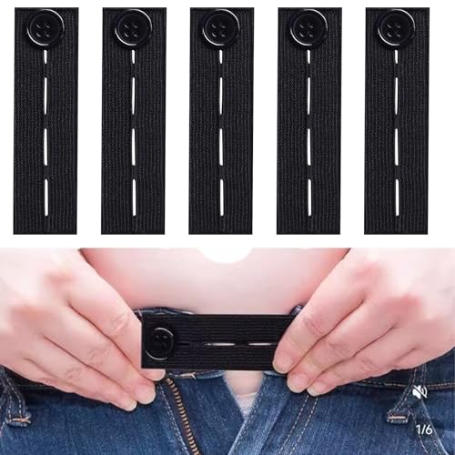 5 Stück Hosenbunderweiterung Elastische Taillenverlängerung Hosenerweiterung Verstellbare Elastische Hosenbund Verlängerung Expanders für Männer und Frauen Knopf für Hosen Jeans und Kleid