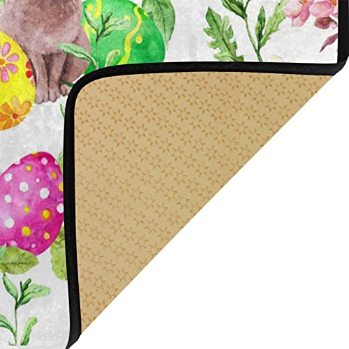 Easter Rugs Easter Bunny Eggs In Grass Flowers Rugs For Kitchen Bathroom Home Decorative Doormat Small Carpet Mat 39 X 20 Inch #TOP4