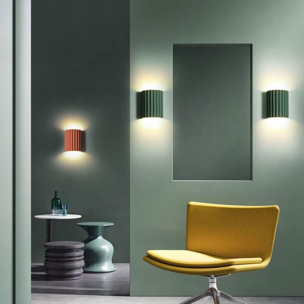 Decorazione Lampada da parete classica a LED verde con lampadina Lampada da parete Compatible with interni a 2 luci su e giù Lampade da parete moderne da comodino Compatible with camera da letto