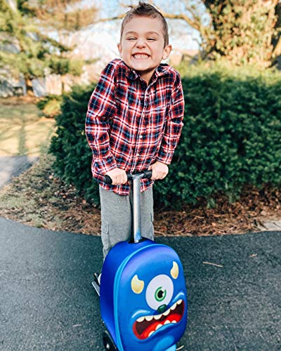 KIDDIETOTES 3-D Hardshell Ride On Suitcase Scooter for Kids - Cute Lightweight Kids Carry-On Luggage with LED Lit Wheels… - Image 5