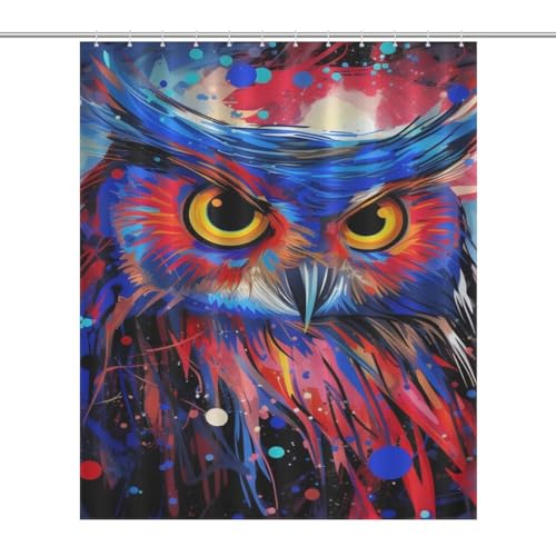 Rideau de douche hibou pour stopper l'eau au sol tissu lavable séchage rapide