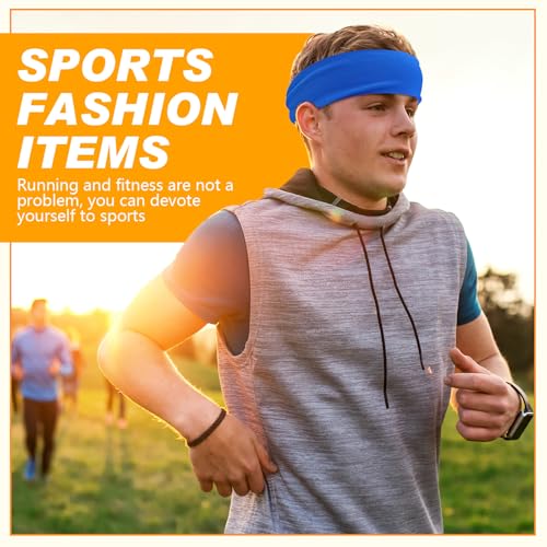 Image of Lyrow 12 Pcs Headbands for Men Running Headband Mens Sweat Bands Headbands for Tennis Athletic Cycling Basketball Yoga Workout Outdoor Sports Gym Jogging Exercise