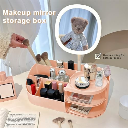 DASITON Makeup Organiser with Rechargeable Mirror, Large Capacity Dressing Table Organiser with 2 Drawers - Image 2