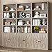 Shintenchi Bookshelf, Industrial Bookshelves and Bookcases with Doors Floor Standing 6 Shelf Display Storage Shelves 70.6 inches Tall Bookcase for Home Office, Living Room (Grey)