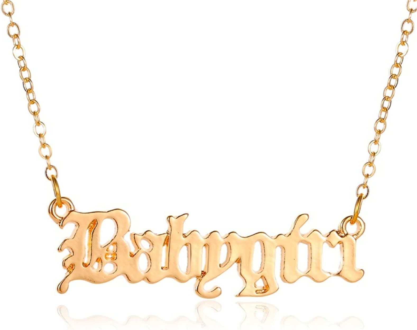 Old English Babygirl Necklace for Women Unique 18k Gold Silver Plated Adjustable Words Stainless Steel Clavicle Chain Necklaces Jewelry Birthday Gift