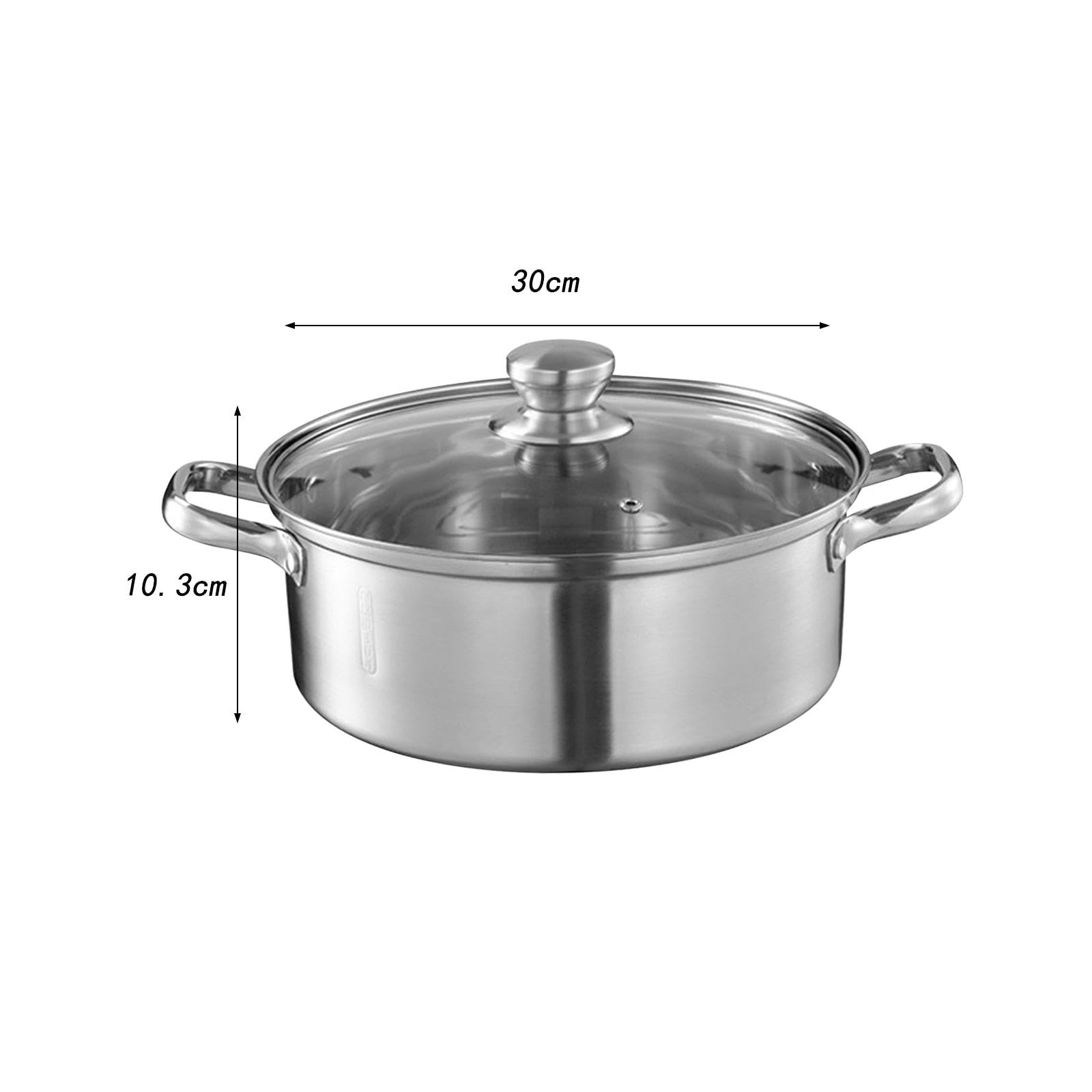 Stockpot Casserole INOX Fond Épais Non Adhésif Poignée Ergonomique Adaptée à d'amis Restaurant, 30 cm