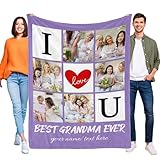 Ruleyka Grandma Blanket Personalized Gifts Mothers Day Blanket from Grandkids Best Grandma Ever Custom Blankets with Photos Customized Blankets Picture Collage Throw Mothers Day Birthday Gifts