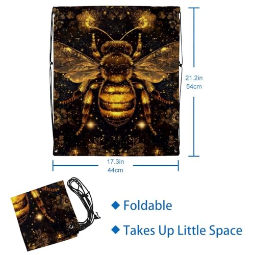 Sac à cordon abeille dorée à paillettes imperméable de qualité