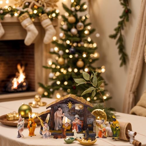 Belén de Navidad de resina compacto para mesa y espacio reducido 5