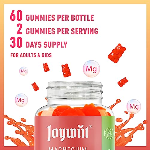 Joywiit Magnesium Glycinate Gummies 500mg Magnesium Supplement Gummies, Threonate 200mg, Vitamin D,B6,B12,Calm Mood, Muscle Relief, Nerve Health, Bone Support (1) - Thumbnail 7