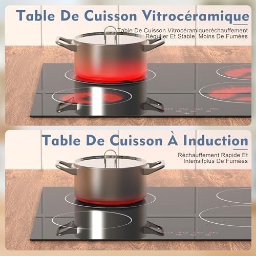 Plaque vitrocéramique 4 feux 6000W encastrable de 60 cm avec sécurité - 3