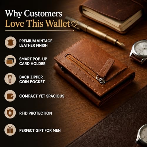Image of RFID Protected Wallet | Personalised Gift for Man Custom Name |Pop-up Card Holder | Up to 8 Cards | Credit & Debit Cardholder