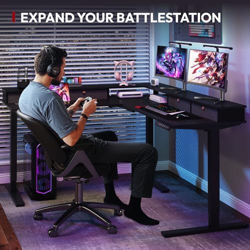 Image of SANODESK 63x55 Electric L-Shaped Corner Standing Desk with 4 Drawers