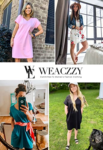 Weaczzy Women’s Casual Summer T Shirt Dress Loose Sundress Short Sleeve Tunic Dress With Pocket For Women(Stripe Black,Medium) #TOP2