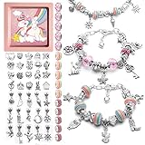MAEKIJOY Charm Armband Kit DIY, Schmuck Bastelset Mädchen, Geschenk für Mädchen Teens 8-12 Jahre, Teens Charm Armband Personalisierte Geschenkset Handwerk(3 Silber Kette)
