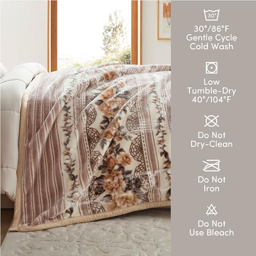 Image of Nestl Korean Mink Blanket Queen Size - 9 Lbs Velvet Fleece Korean Blanket - 2 Ply Warm & Thick Winter Blanket - Wrinkle & Fade Resistant - 79 x 94 Inches (Beige)