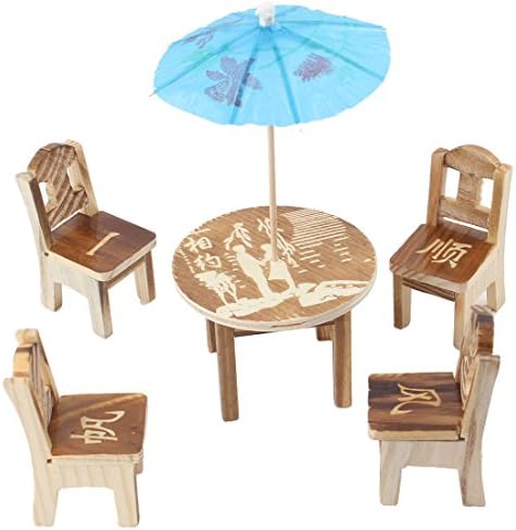 Ruilogod Auspicious Words Printed Wooded Craft Table Chair Decor Set 6 in 1 (id: d17 f99 503 326 18a image 2