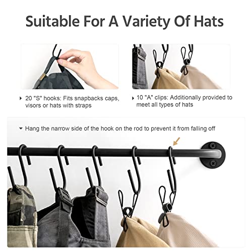 Mkono-Set-of-3-Hat-Rack-for-Wall-Baseball-Cap-Organizer-Holder-with-30-Hooks-Modern-Metal-Hat-Storage-Display-Rack-Wall-Mount-Cowboy-Hat-Hooks-Rack-for-Closet-Bedroom-Organize