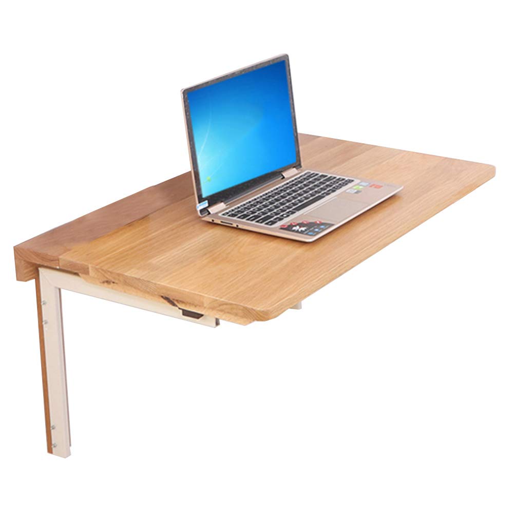 ASerZenith Floating Wall Shelves Wall-Mounted Drop-Leaf Folding Table Suspension Computer Desk Stable Metal Bracket Wood, Load 40-60Kg 70 * 50Cm
