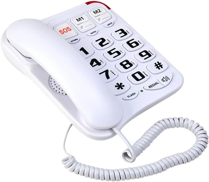 WYFDP Large Button Wired Home Telephone One-Touch Speed Dials Tele Nursing Call for The Elderly with Wall Mount SOS Emergency : Electronics