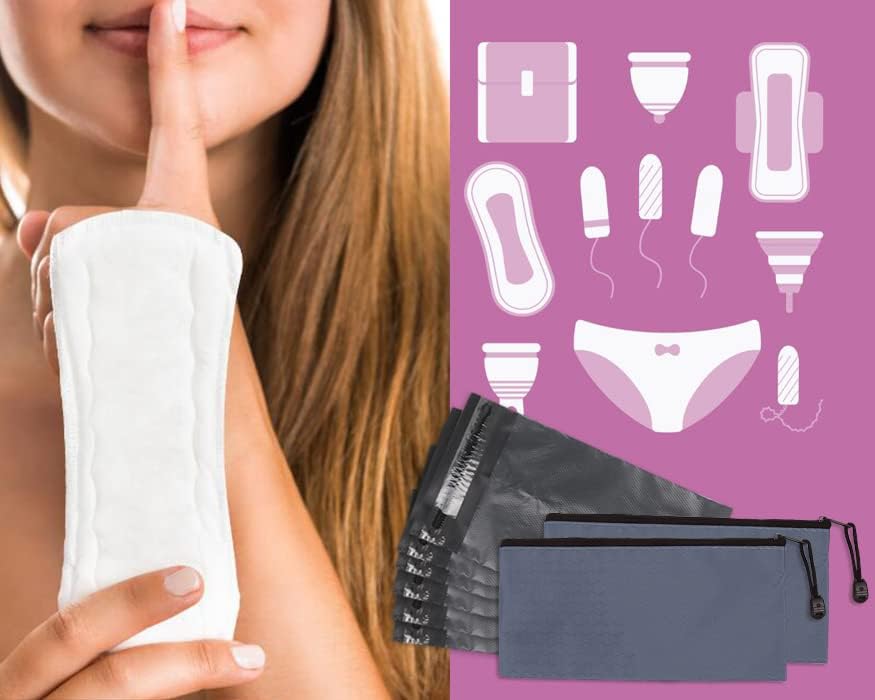 Miniatura 2 de Bolsas de eliminación de servilletas sanitarias, bolsas femeninas de desecho personal, 200 bolsas opacas grises y 2 bolsas de almacenamiento de