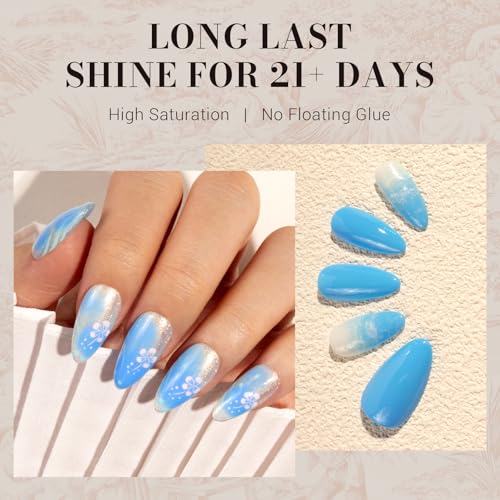 Image of MelodySusie Light Ocean Blue Gel Nail Polish,0.5fl oz Nails Soak Off UV LED Sky Blue Gel Polish Gift for Women Nail Art Manicure Salon DIY Nail Design Decoration at Home-1656