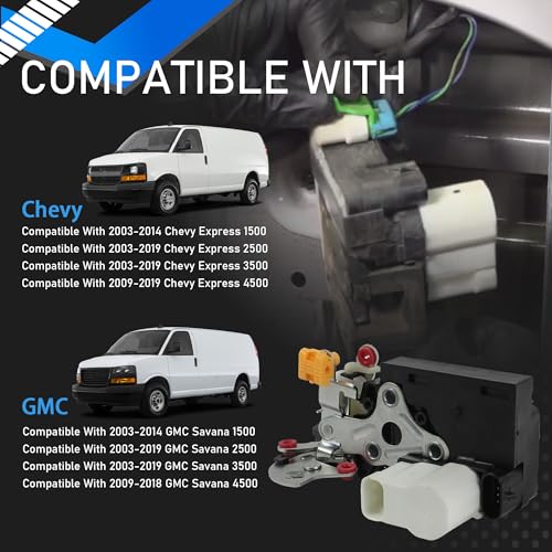 Image of Rear Right Passenger Side Power Door Latch Lock Actuator Compatible With 2003-2019 Chevy Express 1500 2500 3500 4500 GMC Savana 1500 2500 3500 4500 Door Lock Motor Replaces 937-511 22834666
