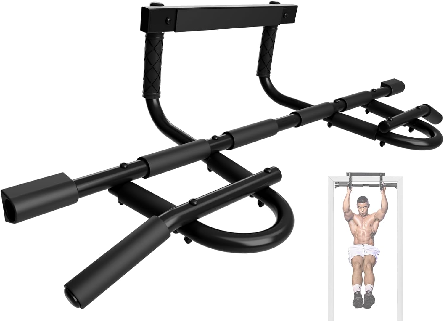 Yes4All Heavy Duty Wall Mounted Pull Up Bar, Over Door Pull Up Bar for Doorway, Multi Grip Chin Up B