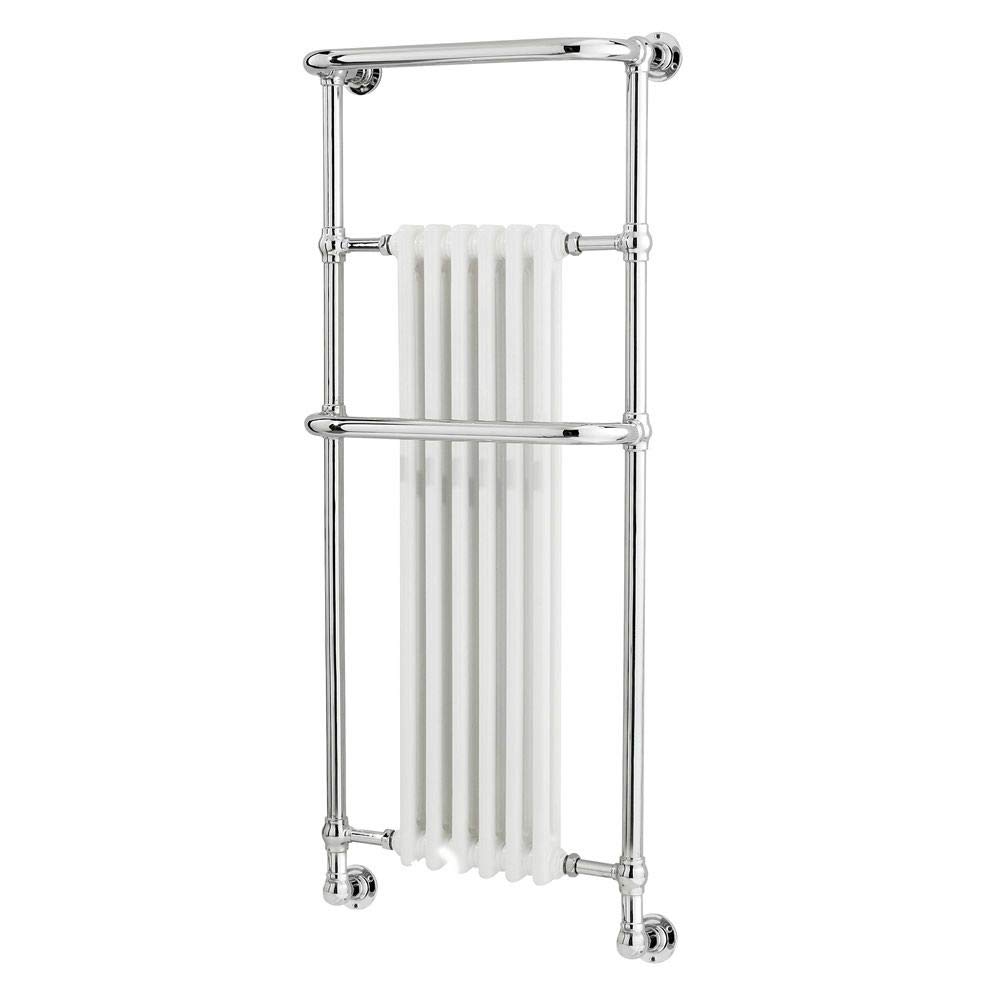 Milano White/Grey 1365 X 575Mm Heated Towel Rails - Elizabeth Classic Bathroom Radiator With Overhanging Rail