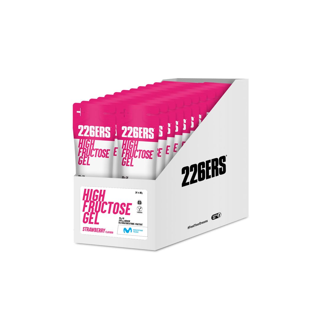 226ERS High Fructose Gel Energiegel, Erdbeere, 24 x 80 g | Maltodextrin und Fruktose, Vegan, Glutenfrei, Kohlenhydratzufuhr, Für Sportler