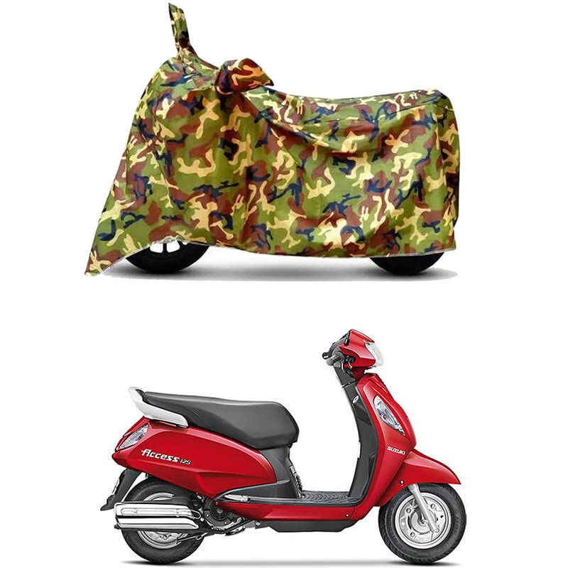 Image of Waterproof 100% PVC Coated Full Bike Scooty Two Wheeler Body Cover Compatible for Suzuki Access 125 /UV-Rays /Heat Protection /Birds Dropping /Scratchproof /Dust Proof [6X6 Jungle Print]