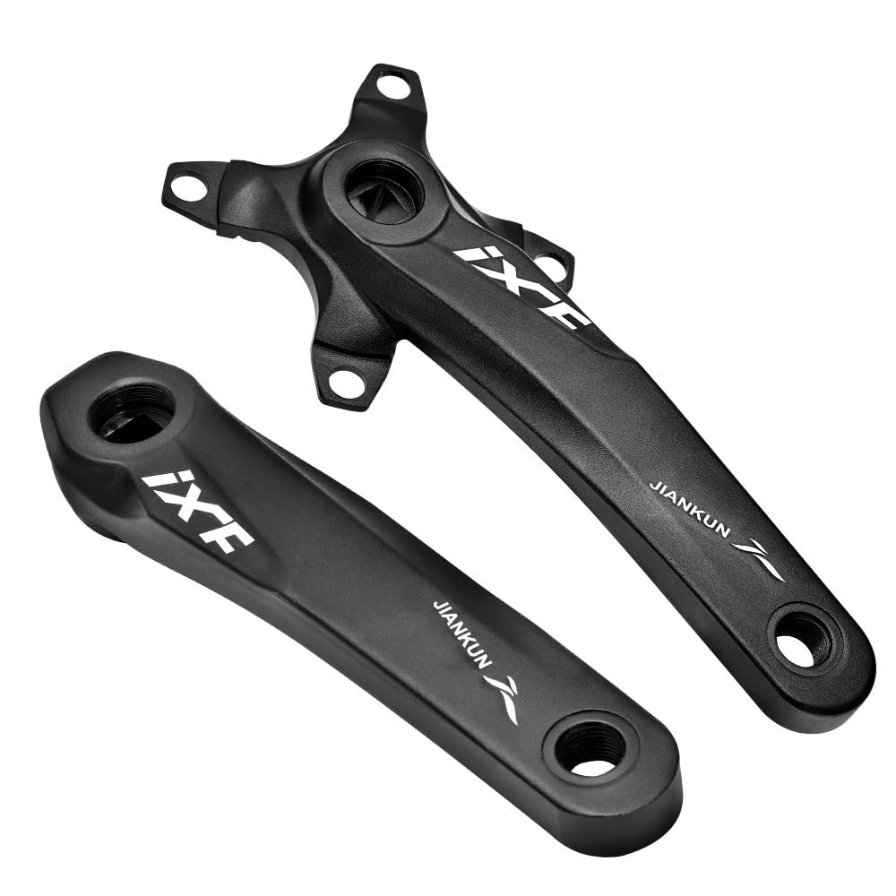 Zestaw ramion korbowych do roweru górskiego, 170 mm, 104 BCD, zestaw korby czworokątnej, kompatybilny z pojedynczymi / podwójnymi / potrójnymi łopatkami łańcuchowymi (czarny)
