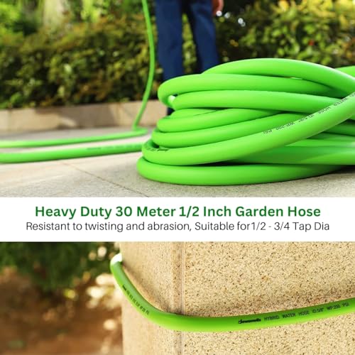 Image of ecofynd 30 Meter /100 Feet, 1 /2 Inch Flexible PVC Green Water Pipe, Heavy Duty Long Pipes with Hose Connectors & Clamps, Home Garden, Car Wash, Floor Clean, Park Cleaning, Outdoor Indoor