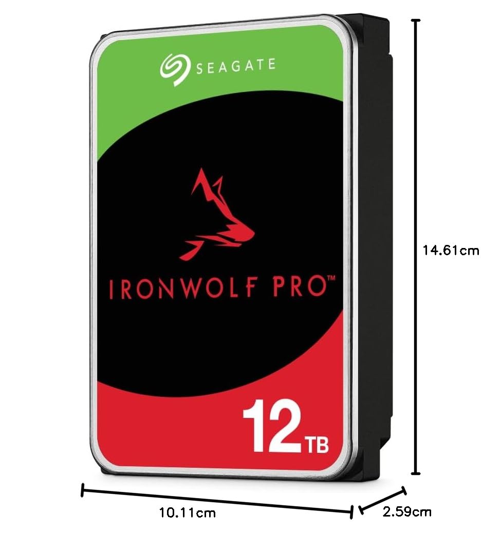 Seagate Ironwolf Pro da 12 TB Unità SATA da 6 Gbit/s, HDD, CMR 3.5" 7200 giri/min, Cache da 256 MB per NAS con Sistema RAID, Servizio di Recupero Dati Rescue 12000NE0007