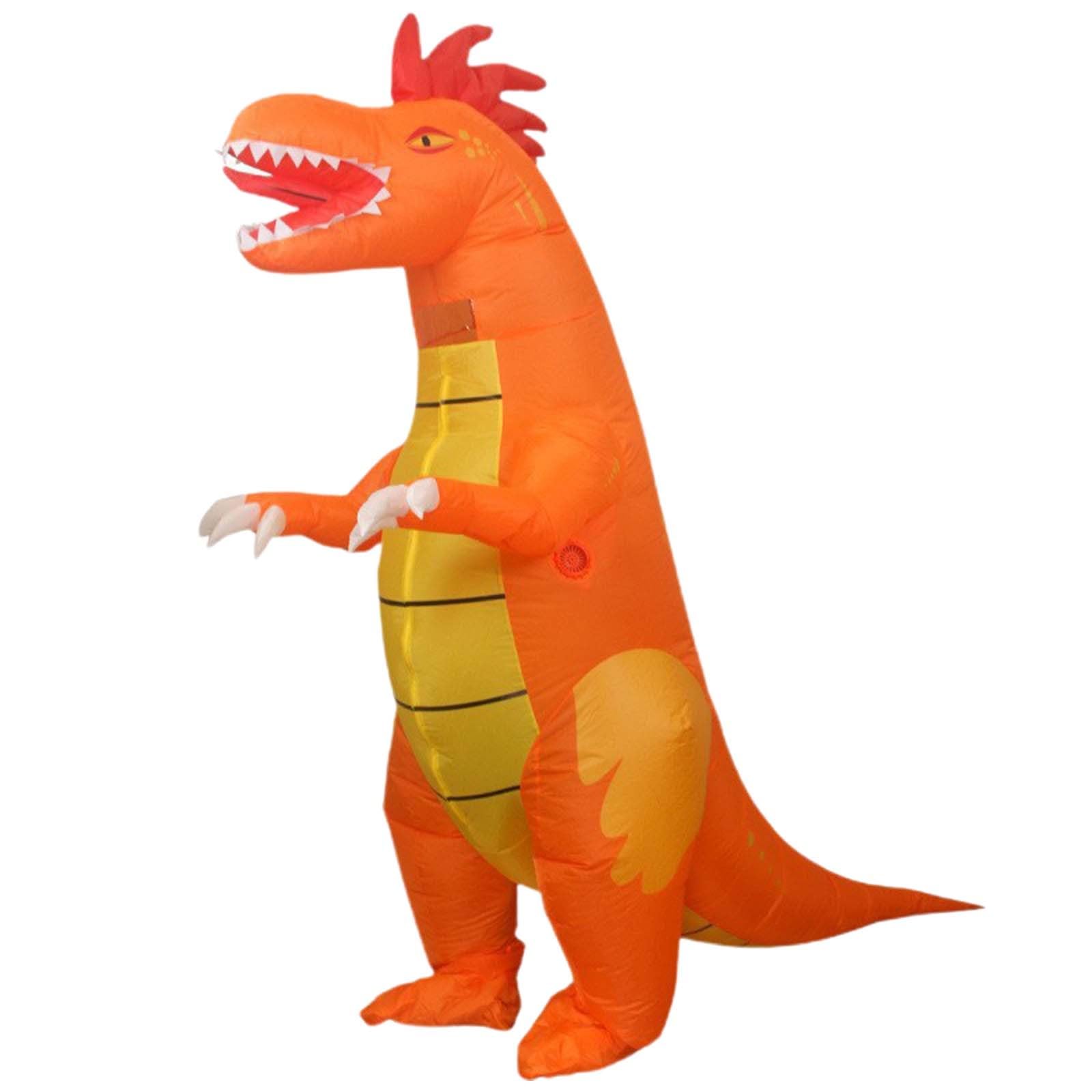 Déguisement Halloween Costumes pour Cosplay Cosplay Costume Déguisement Gonflable Impressionnant Dinosaure Vert avec Grande Bouche pour Adulte Halloween Anniversaire Vacances (Orange, One Size)