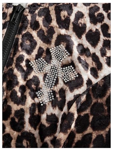 Milumia Women's Leopard Print Rhinestone Decor Zip Up Hoodies Y2k Long Sleeve Jacket3